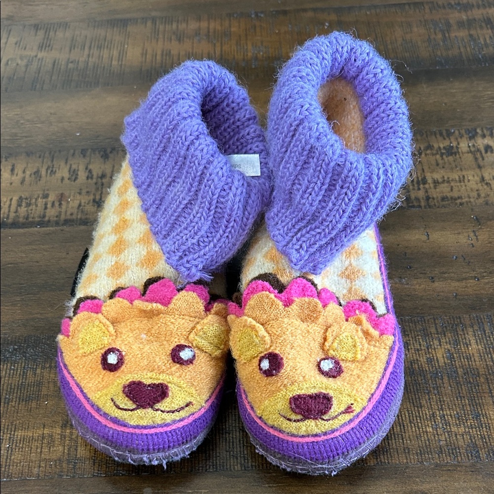 Garnet Hill Purple and Yellow Kids Slippers